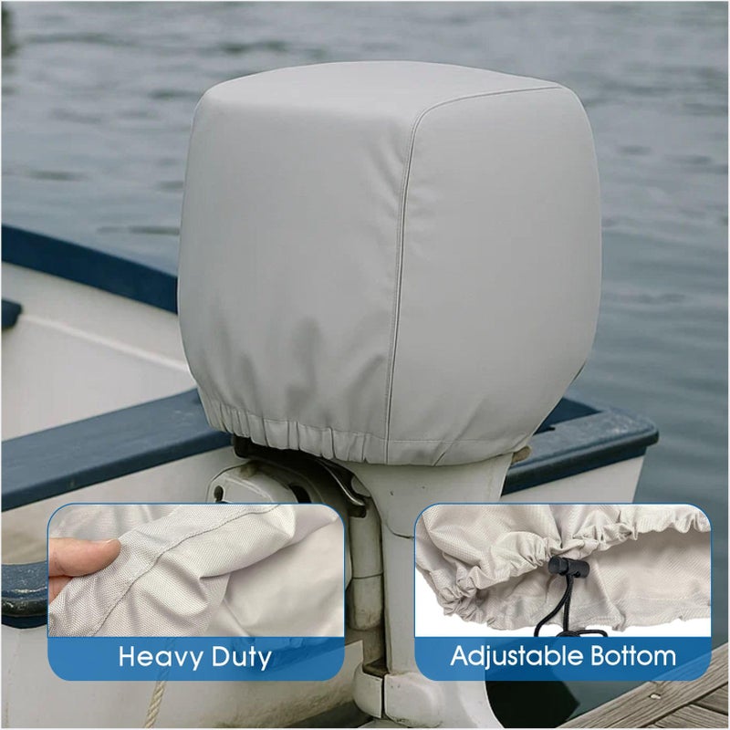 FCOUIID Outboard Motor Cover - Trailerable Boat Engine Protection Shield, Compatible with Mercury Yamaha Suzuki Evinrude, 600D Heavy Duty Canvas, 1 PCS (115HP-225HP) - Image 4